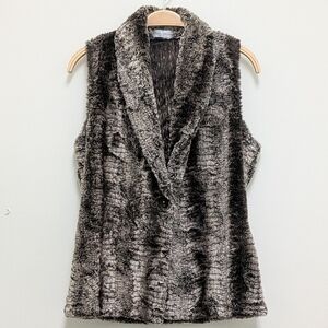 Vine Street Faux Fur Soft Luxury Single Button Vest Festival Small